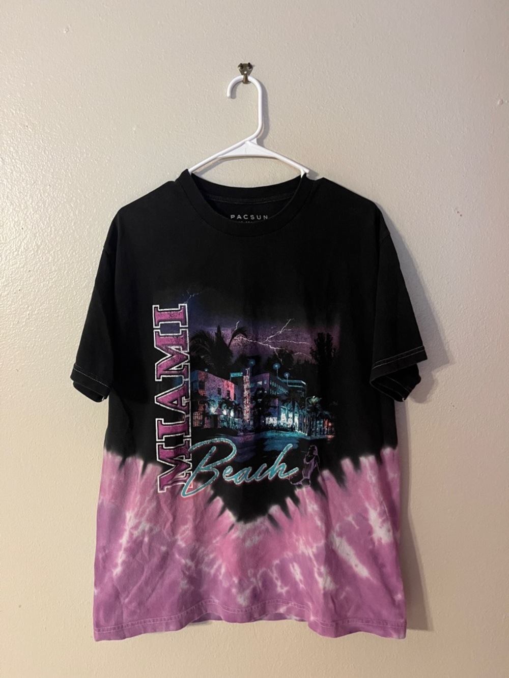 PacSun Black to Pink Miami Beach Graphic Tee